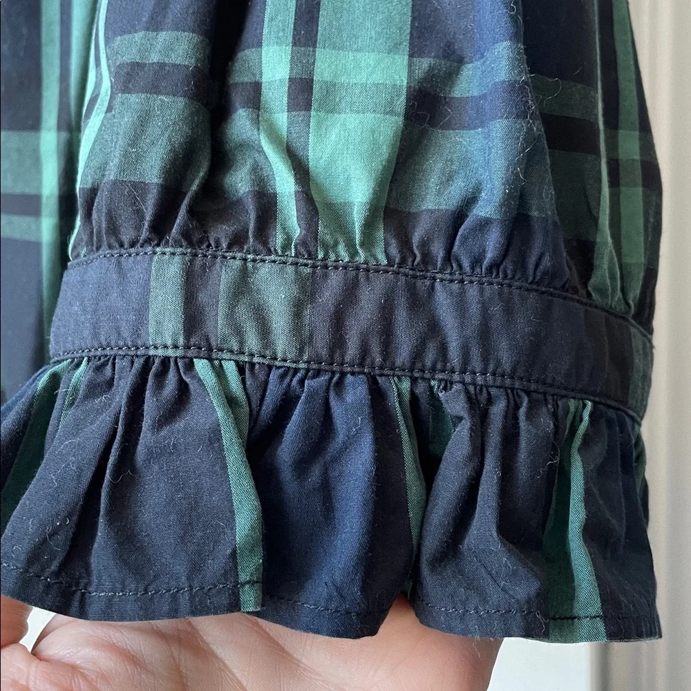J. Crew Classic Plaid Blouse in Green and Navy - Picture 3 of 7